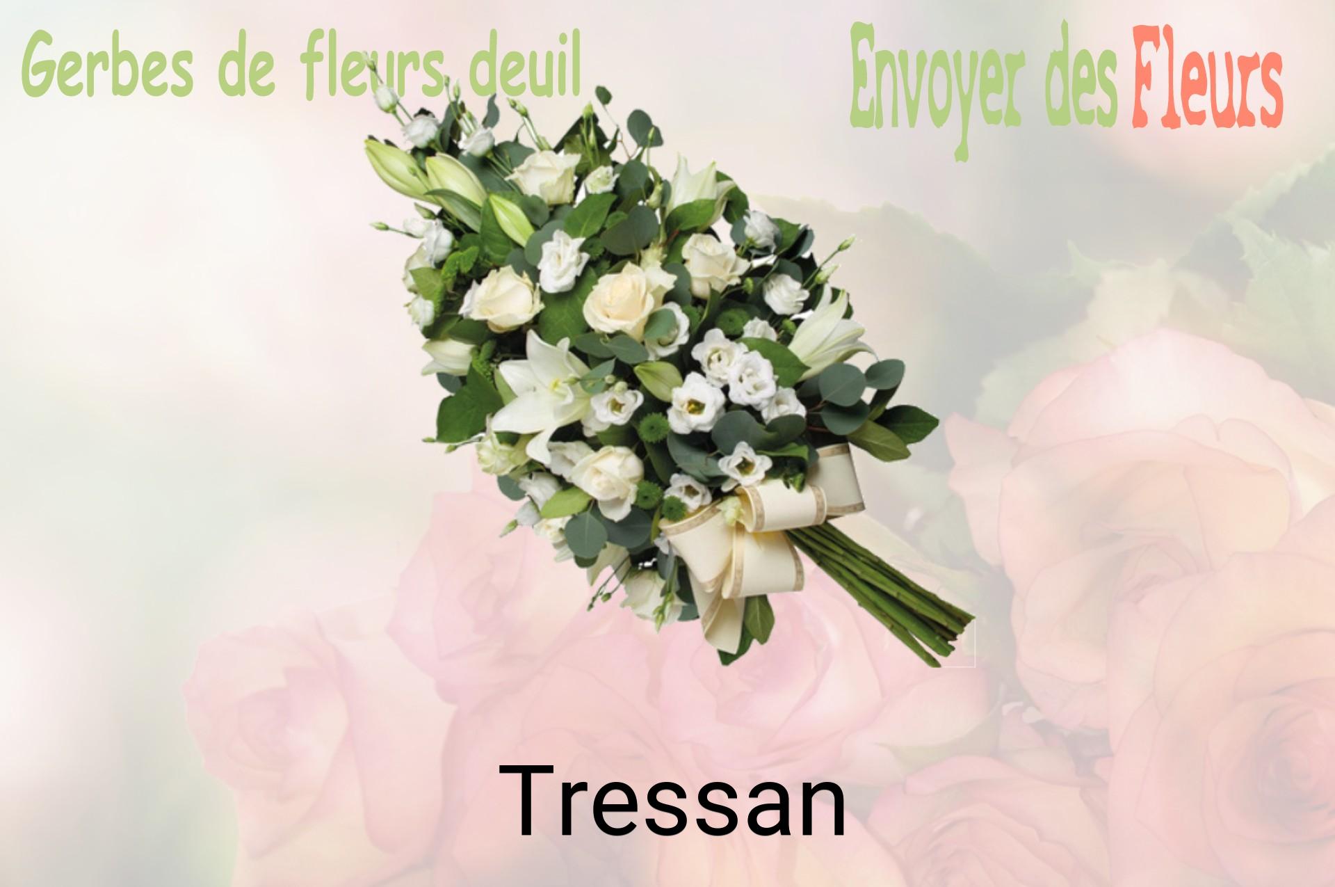 Gerbe de fleurs de deuil livrée à Tressan